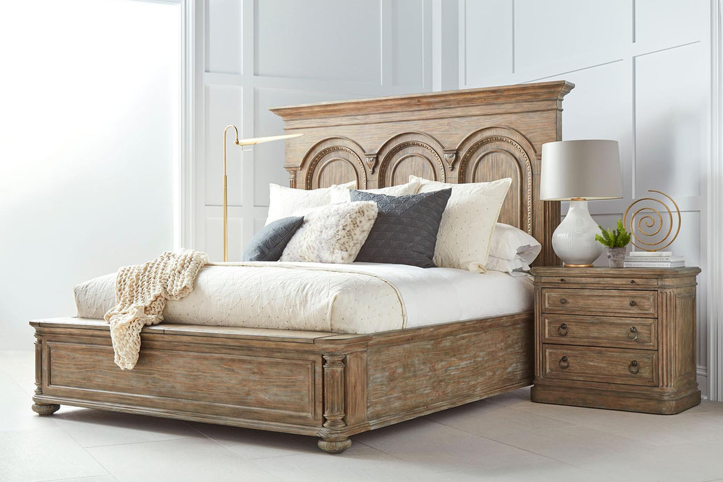 Furniture Architrave Queen Panel Bed in Rustic Pine