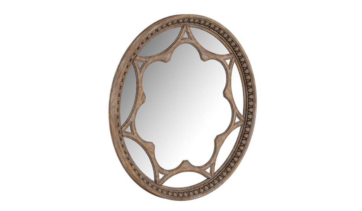 Furniture Architrave Round Mirror in Rustic Pine