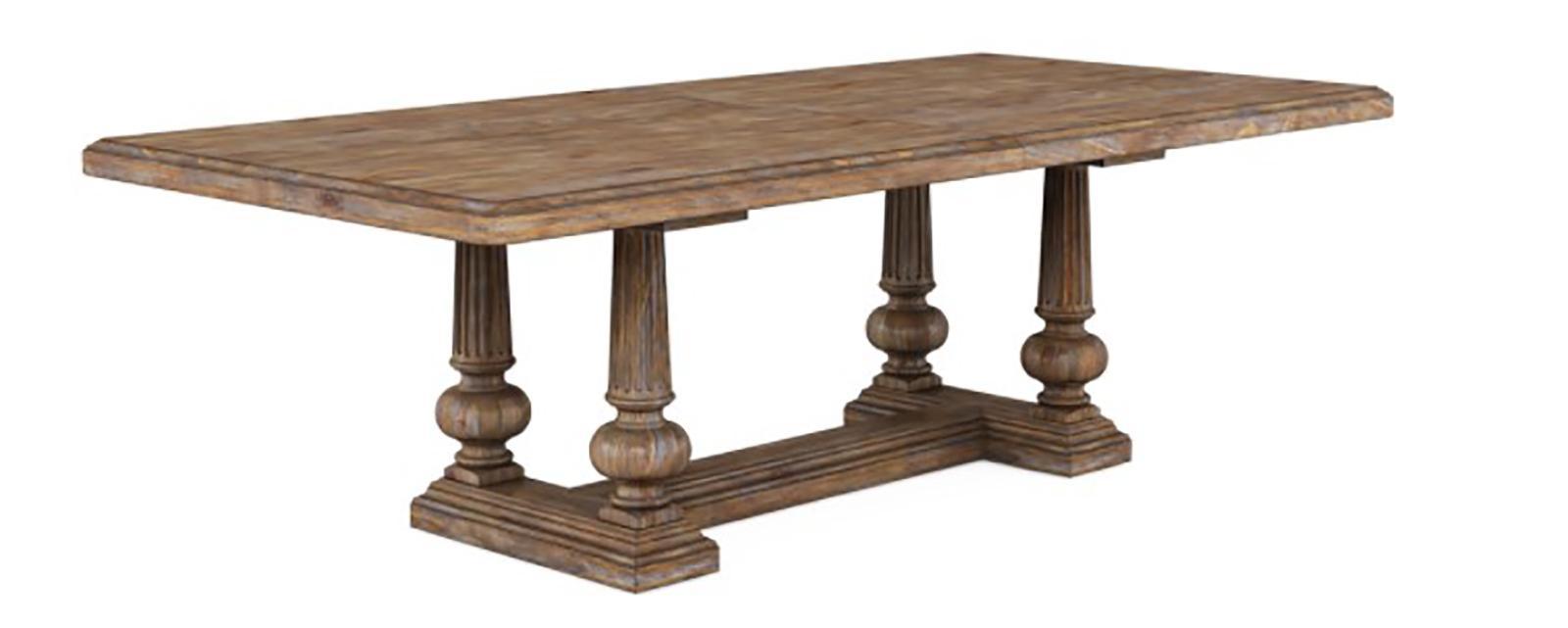 Furniture Architrave Trestle Dining Table in Rustic Pine