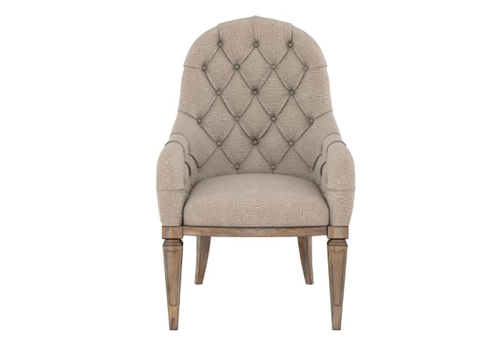 Furniture Architrave Upholstered Arm Chair in Rustic Pine