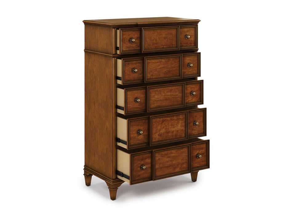 Furniture Newel Drawer Chest in Medium Cherry