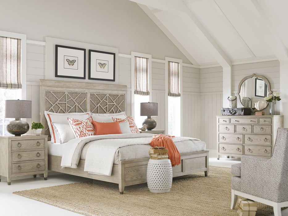 American Drew Vista Altamonte King Panel Bed in White OakR