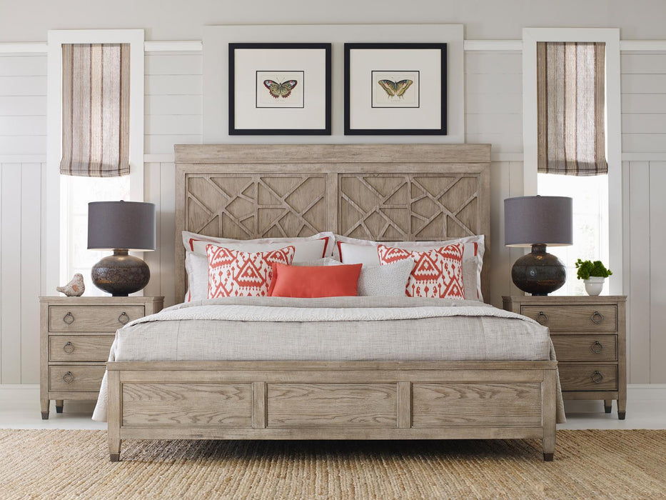 American Drew Vista Altamonte Queen Panel Bed in White OakR