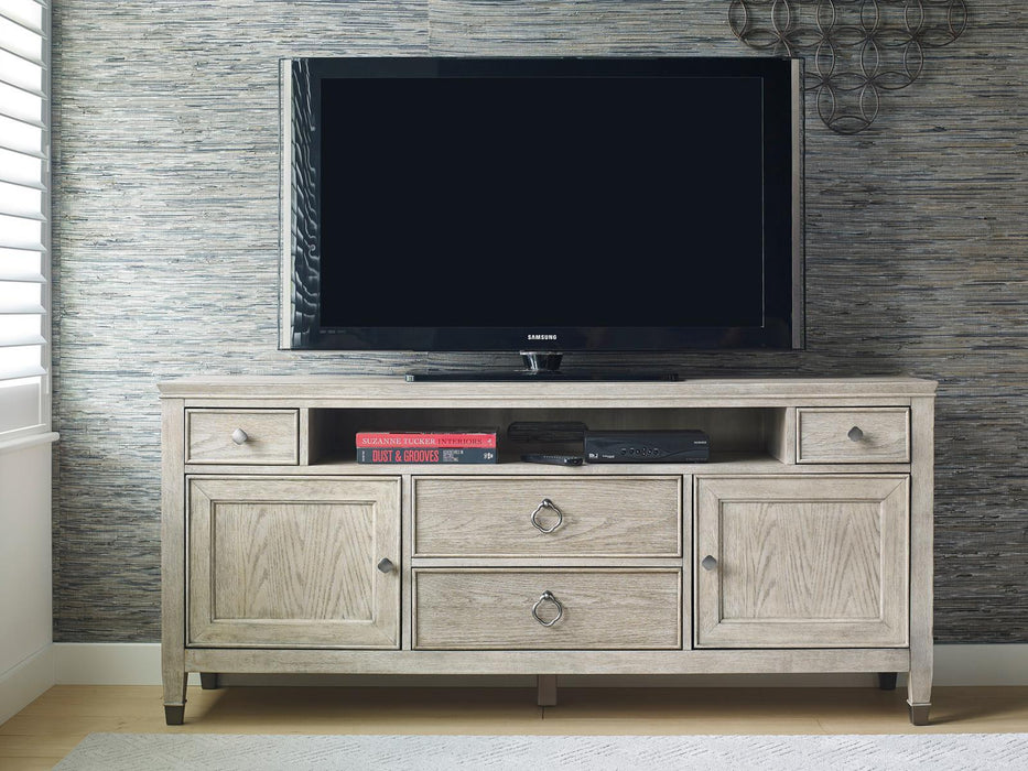 American Drew Vista Biscane Entertainment Console in White Oak