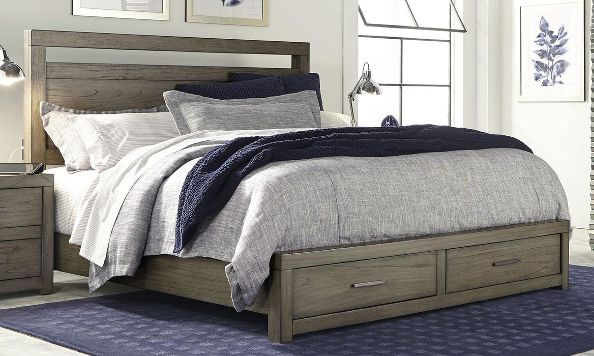 Aspenhome Modern Loft California King Panel Storage Bed in Greystone image