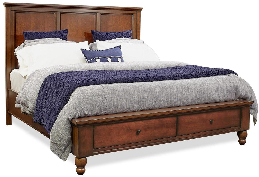 Aspenhome Cambridge California King Panel Storage Bed in Brown Cherry image