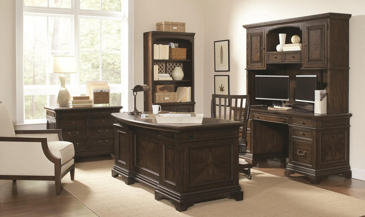 Aspenhome Essex 66" Curved Executive Desk in Molasses Brown