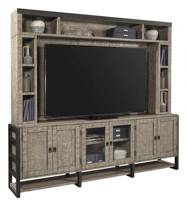 Aspenhome Furniture Grayson 96" Console and Hutch in Cinder Grey