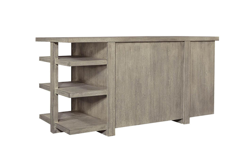 Aspenhome Furniture Platinum 60" Desk with Open Shelves in Gray Linen