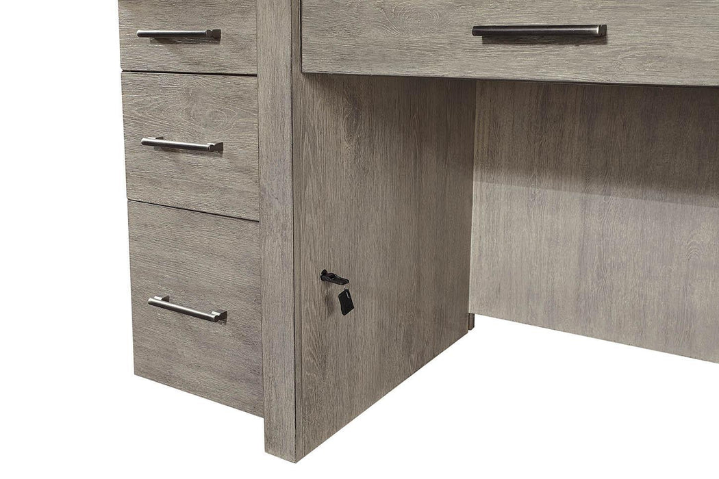 Aspenhome Furniture Platinum 60" Desk with Open Shelves in Gray Linen