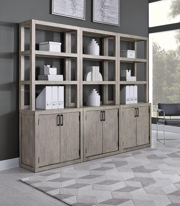 Aspenhome Furniture Platinum Door Bookcase in Gray Linen