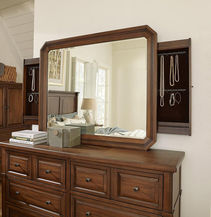 Aspenhome Furniture Thornton Mirror with Jewelry Storage in Sienna