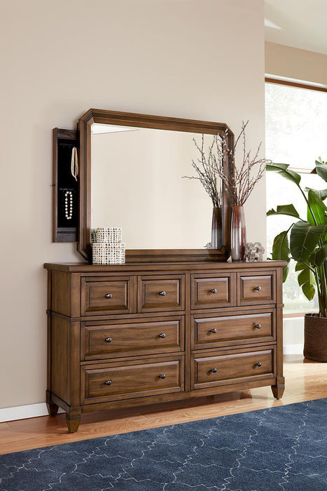 Aspenhome Furniture Thornton Mirror with Jewelry Storage in Sienna