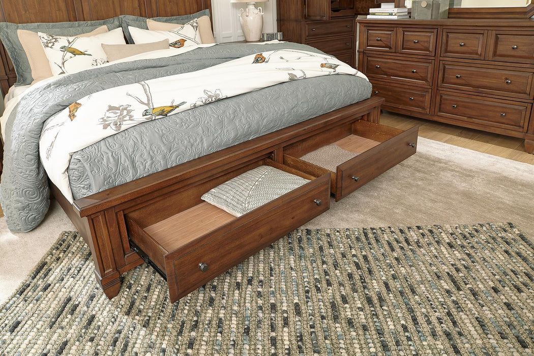 Aspenhome Furniture Thornton King Panel Storage Bed in Sienna