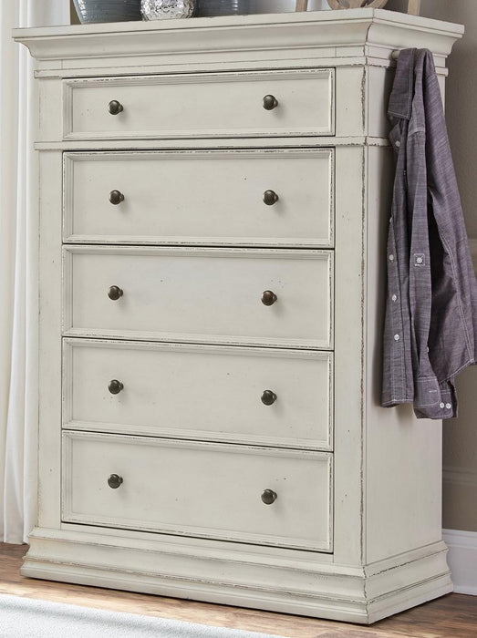 Aspenhome Granville 5 Drawer Chest in Vintage White