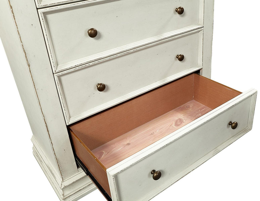 Aspenhome Granville 5 Drawer Chest in Vintage White