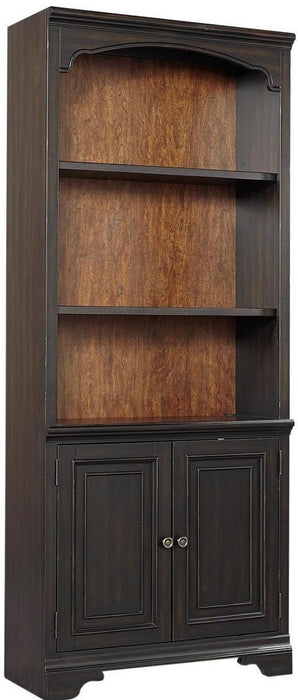 Aspenhome Hampton Open Bookcase Wall in Black Cherry