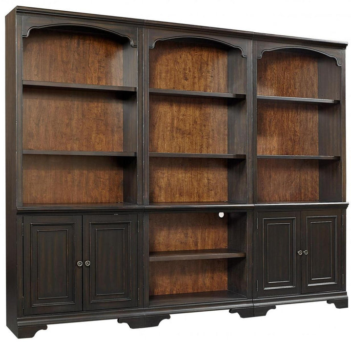 Aspenhome Hampton Door Bookcase Wall in Black Cherry