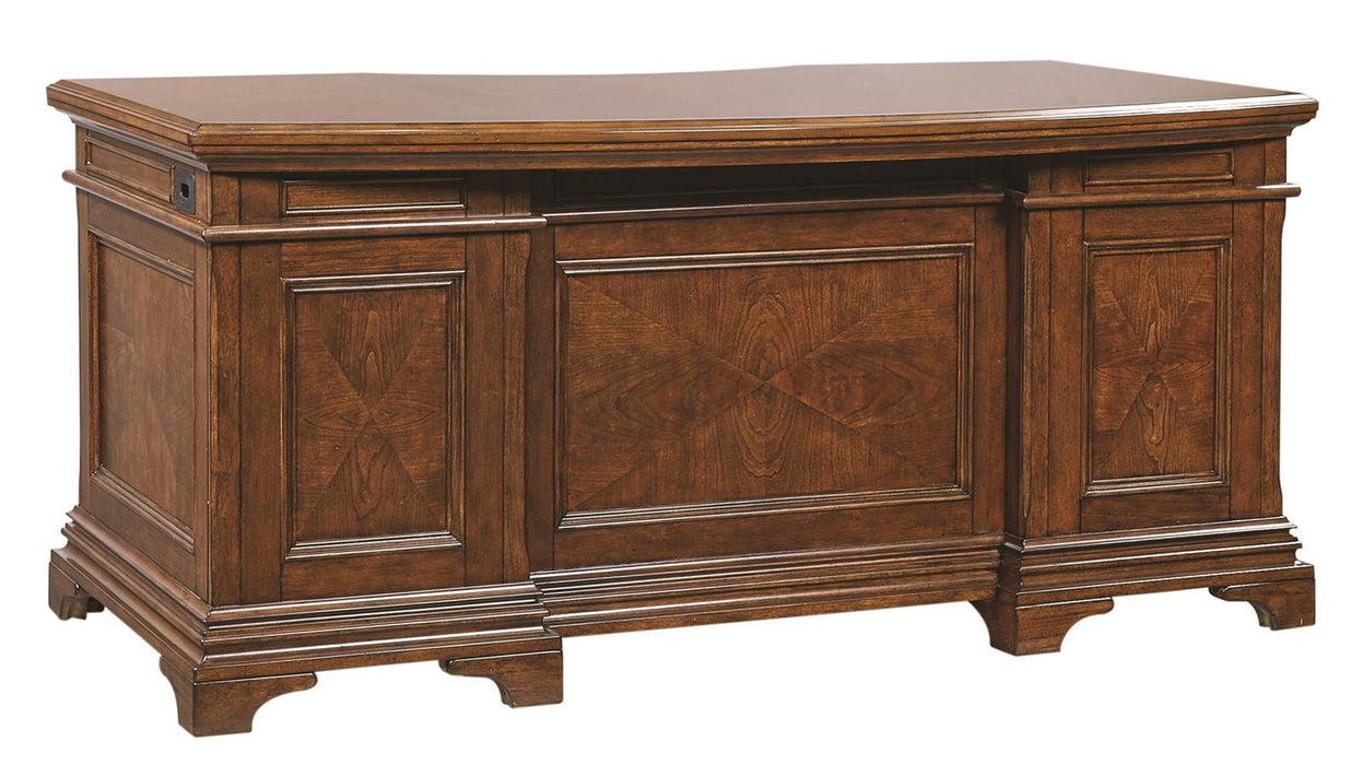 Aspenhome Hawthorne 66" Junior Executive Desk in Brown Cherry