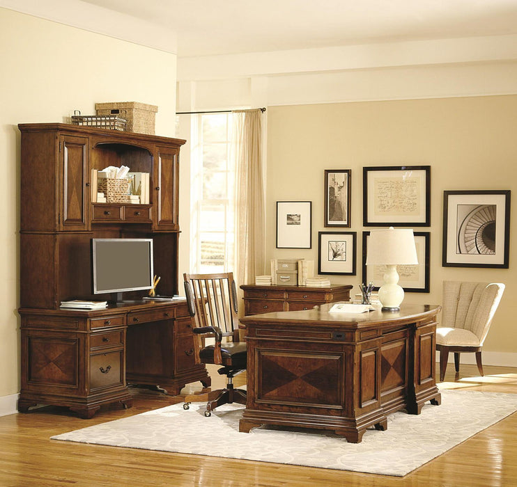 Aspenhome Hawthorne 66" Credenza and Hutch in Brown Cherry