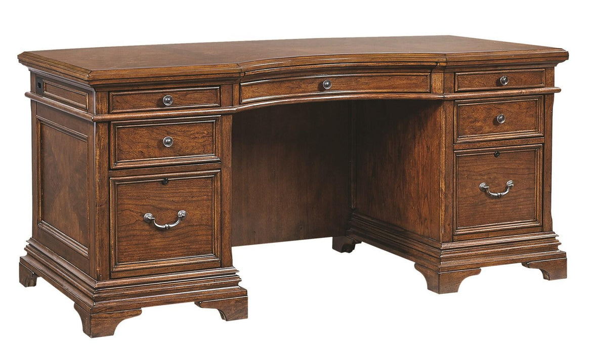 Aspenhome Hawthorne 66" Junior Executive Desk in Brown Cherry