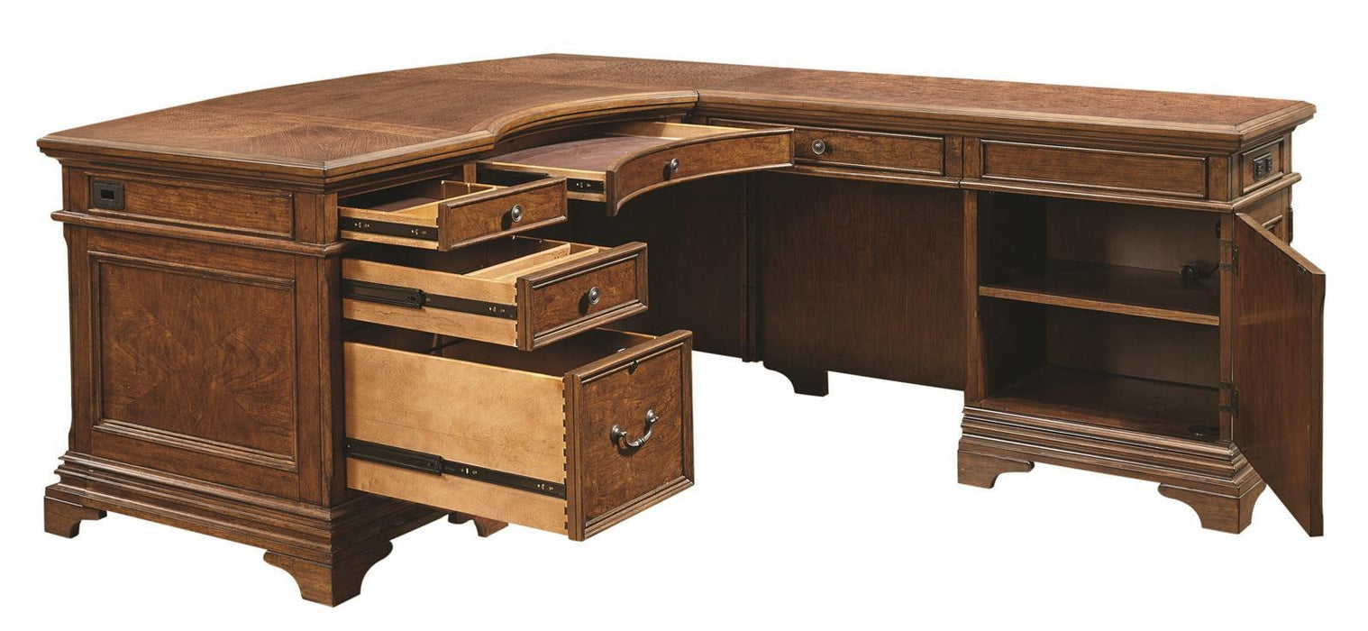 Aspenhome Hawthorne Desk and Reversible Return in Brown Cherry