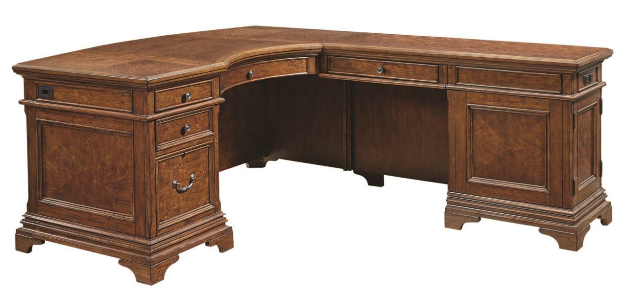 Aspenhome Hawthorne Desk and Reversible Return in Brown Cherry