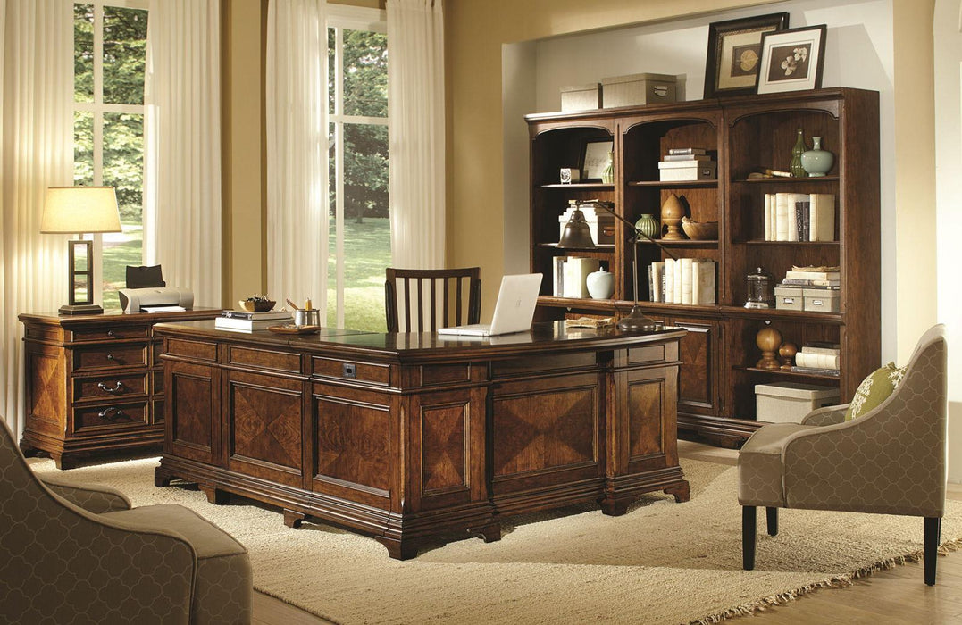 Aspenhome Hawthorne Desk and Reversible Return in Brown Cherry