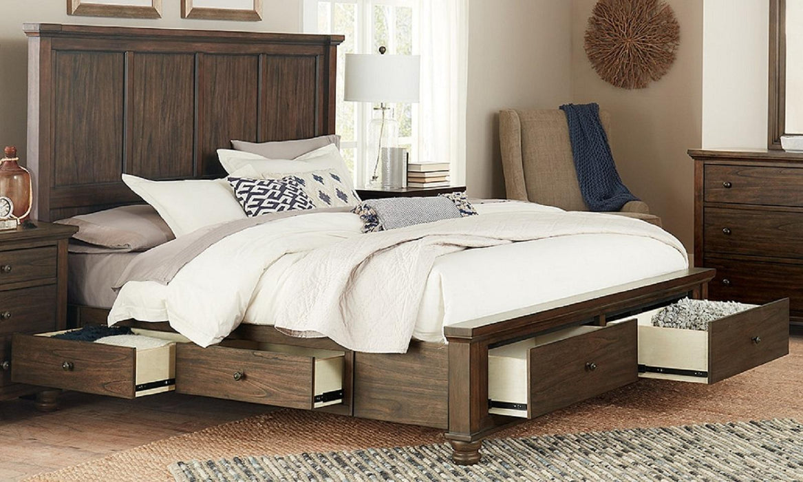 Aspenhome Hudson Valley California King Panel Side Storage Bed in Chestnut