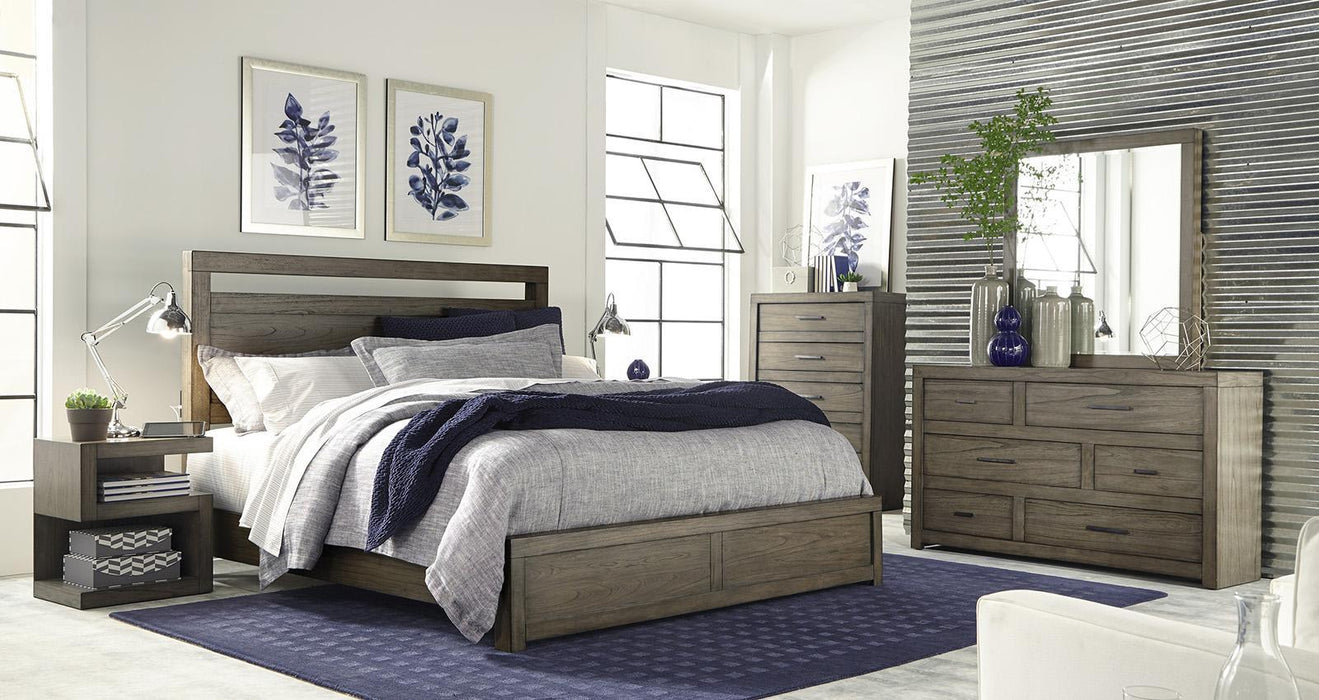 Aspenhome Modern Loft California King Panel Bed in Greystone