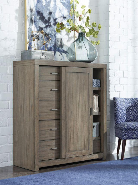 Aspenhome Modern Loft Sliding Door Chest in Greystone