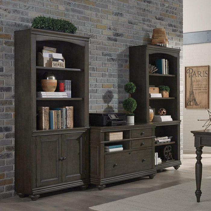 Aspenhome Oxford Open Bookcase in Peppercorn