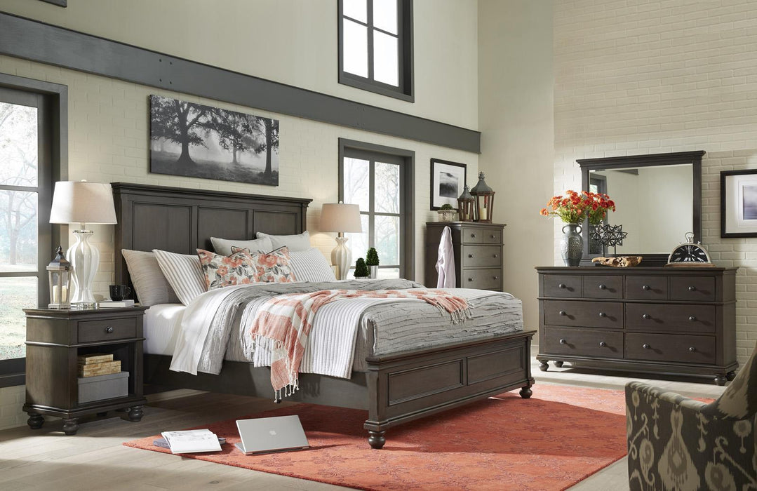 Aspenhome Oxford California King Panel Bed in Peppercorn