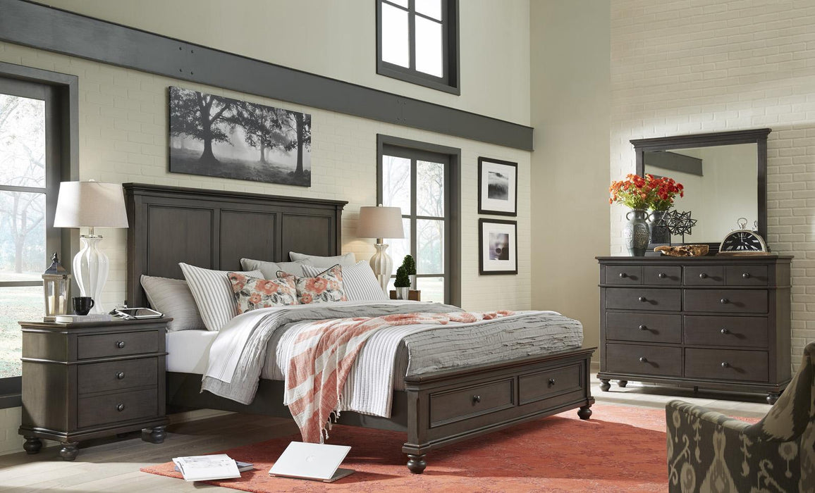 Aspenhome Oxford California King Panel Storage Bed in Peppercorn