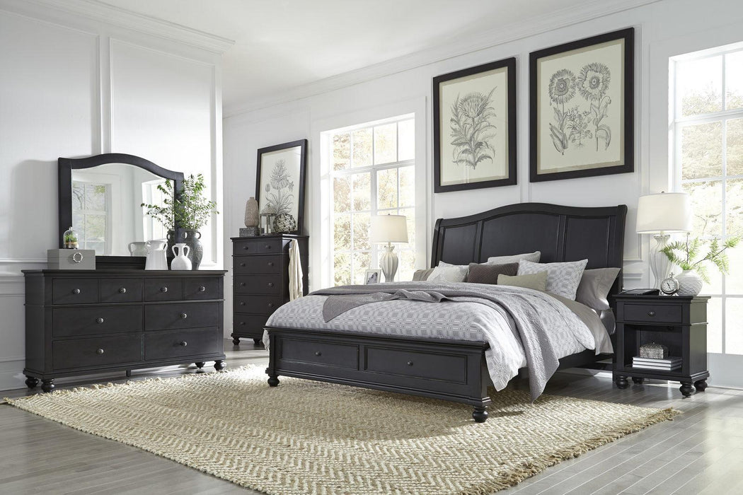 Aspenhome Oxford King Sleigh Storage Bed in Black