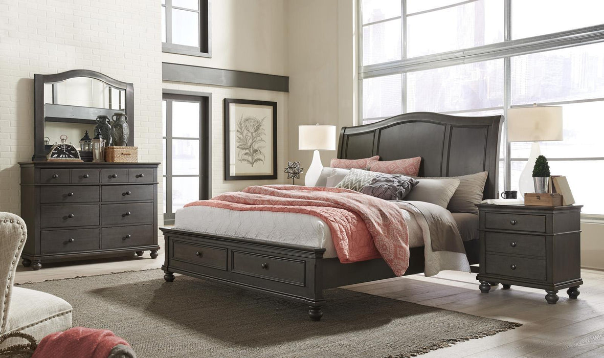 Aspenhome Oxford Queen Sleigh Storage Bed in Peppercorn