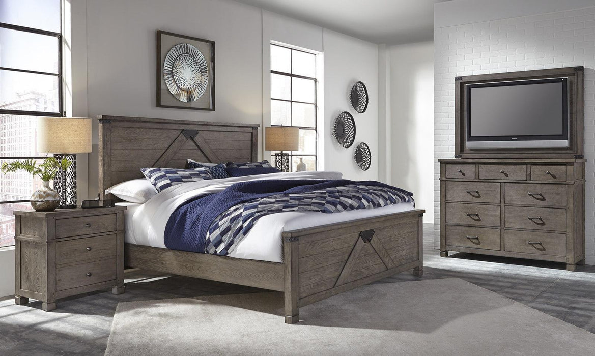 Aspenhome Tucker King Panel Bed in Stone