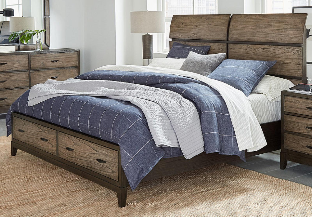 Aspenhome Westlake King Sleigh Storage Bed in Portobello