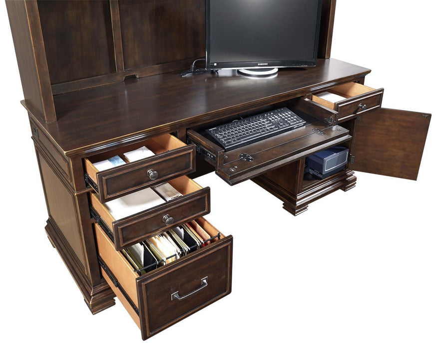 Aspenhome Weston 66" Credenza Desk with Hutch in Brown/317