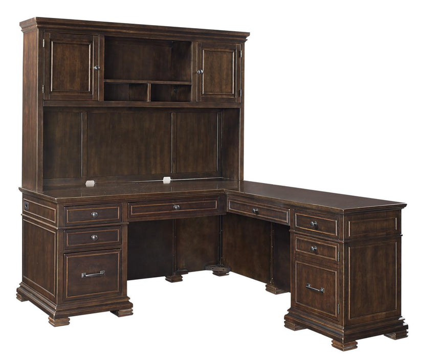 Aspenhome Weston 66" Desk, 48" Return Desk and Hutch in Brown image