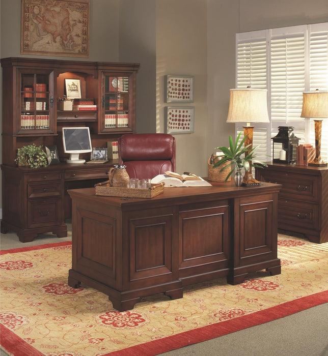 Aspenhome Richmond 66" Credenza Desk and Hutch in Charleston Brown image