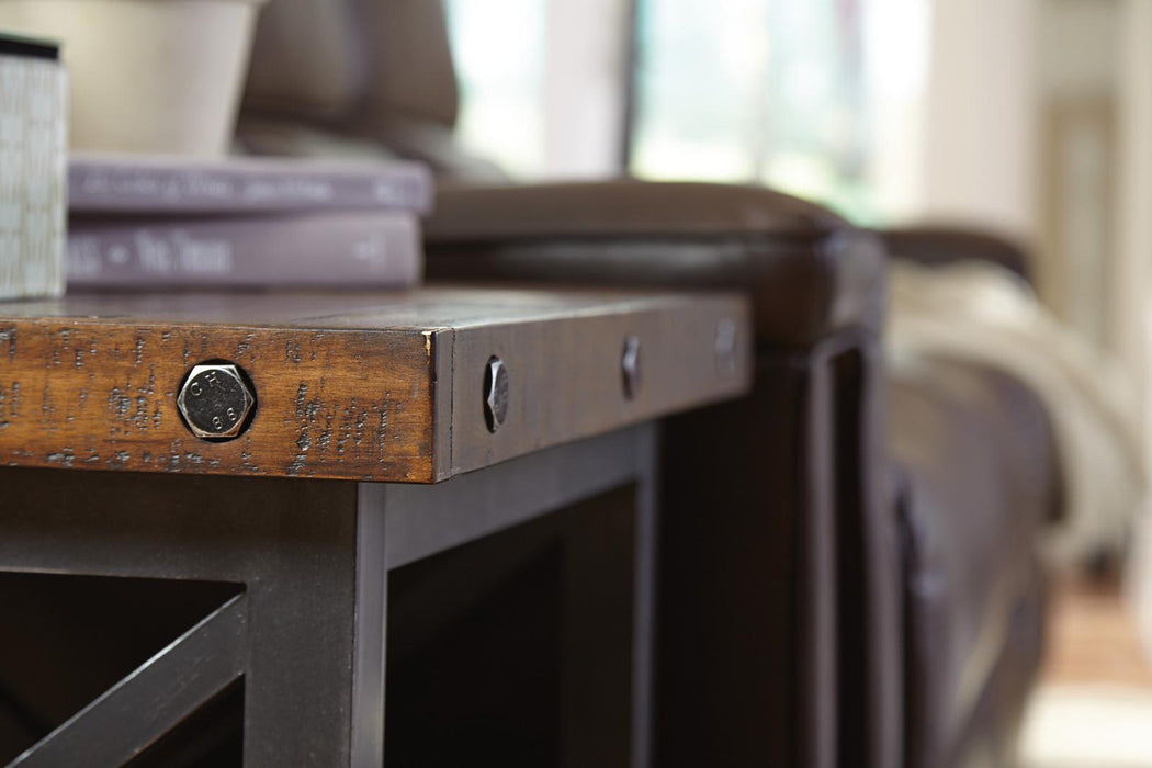 Flexsteel Carpenter Lamp Table in Rustic Brown