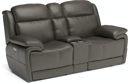 Flexsteel Latitudes Elijah Leather Power Reclining Loveseat w/Console & Power Headrests image