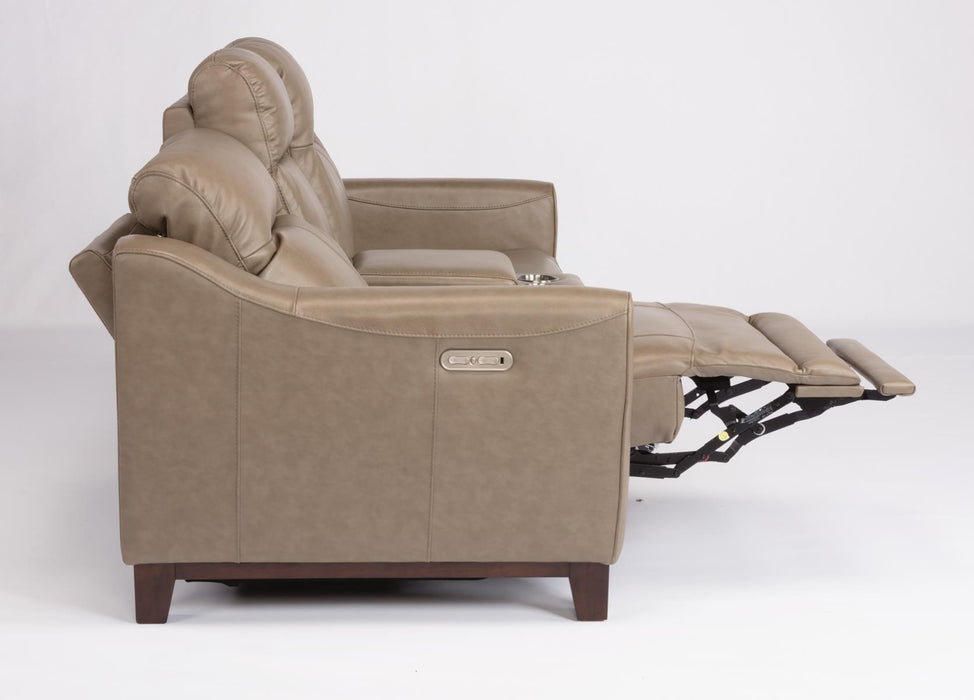 Flexsteel Latitudes Forte Leather Power Reclining Loveseat w/Console & Power Headrests