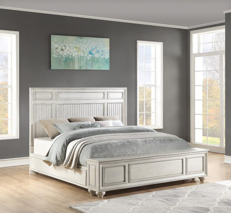 Flexsteel Wynwood Harmony California King Panel Storage Bed in White Wood