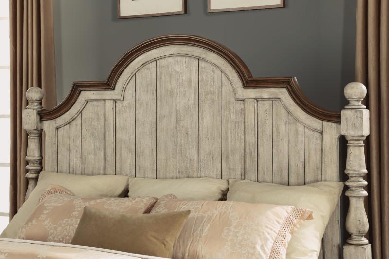 Flexsteel Wynwood Plymouth California King Poster Bed in Whitewash Wood