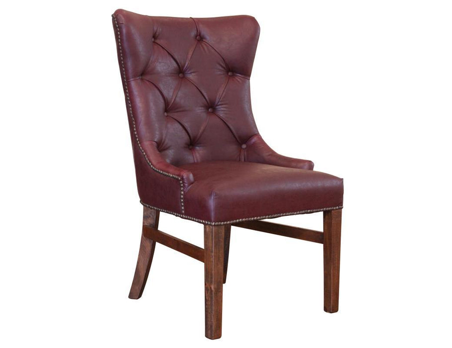 Terra Uph. Chair w/Tufted Back, Nailheads - Brown Microfiber ** image