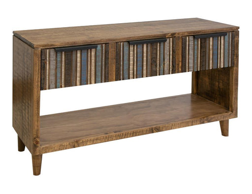 Tiza Sofa Table Blue, w/3 multicolor drawers image