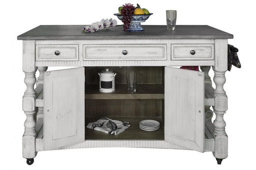 Stone Kitchen Island w/3 Drawer, 2 doors, 4 Shelves and casters image