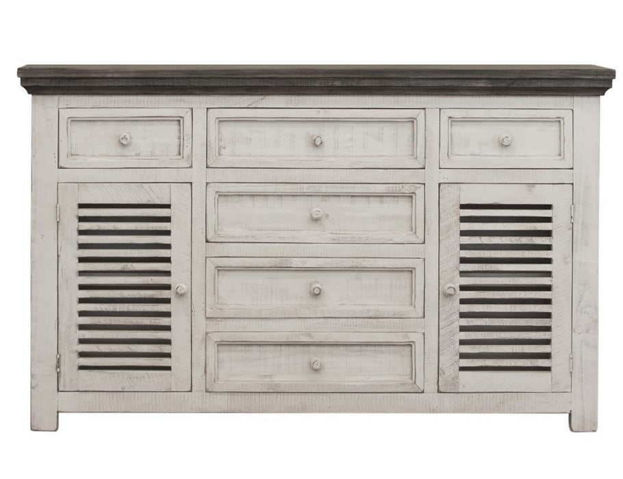 Stone 6 Drawer and 2 Doors Console Ivory and Stone Finish image